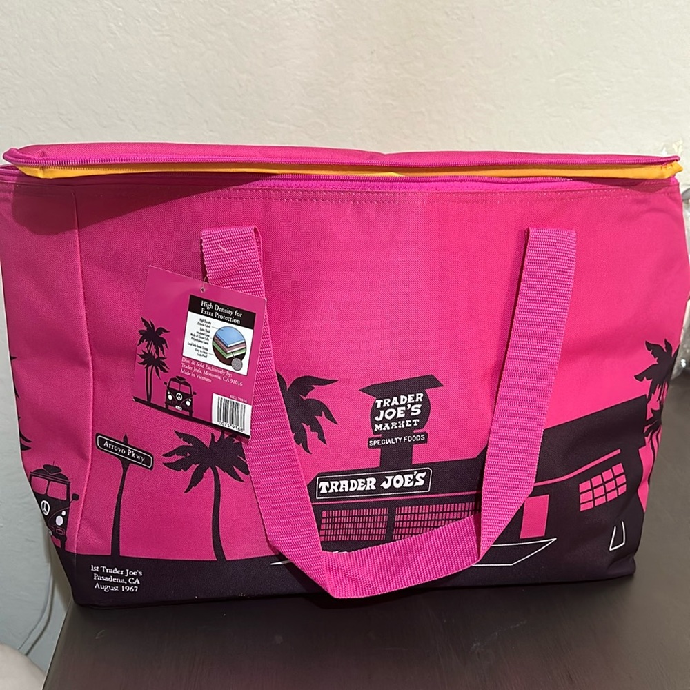NWT Limited edition Trader Joe’s insulated pink shopping tote.